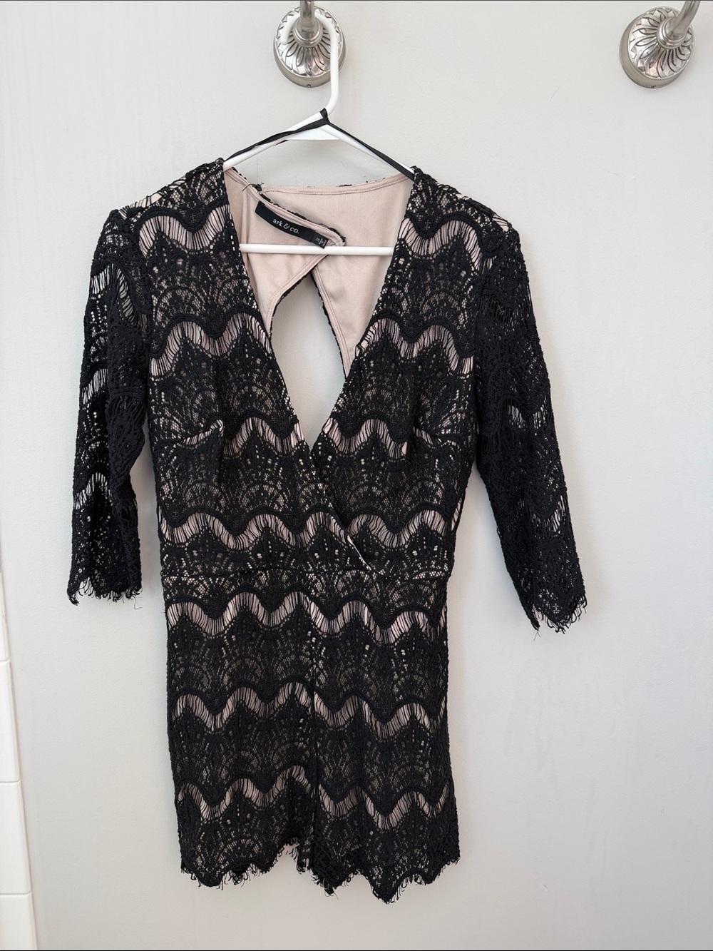 Ark & Co Black Lace romper with Nude Lining